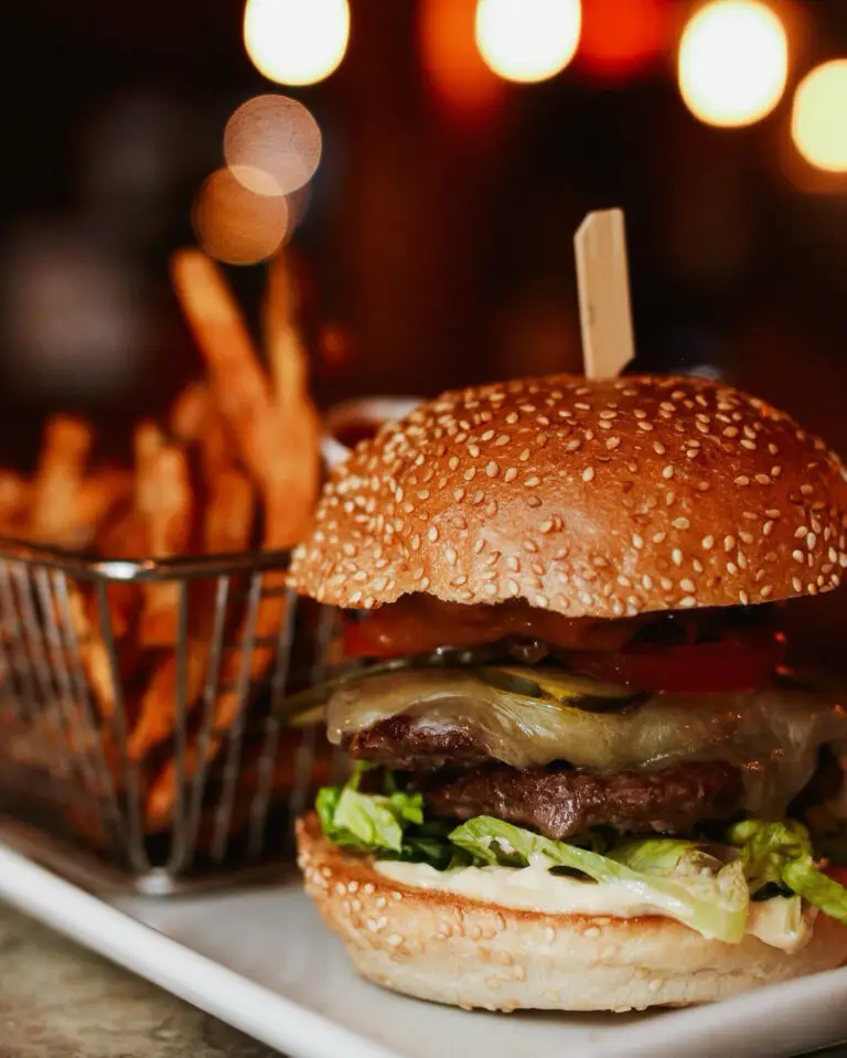 photo of a burger from tavern in downtowncanmore